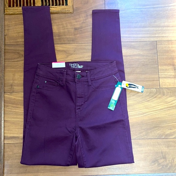 New! Time & Tru High Rise Purple Skinny Jeans/Jeggings Size 2 Tall - Picture 8 of 9
